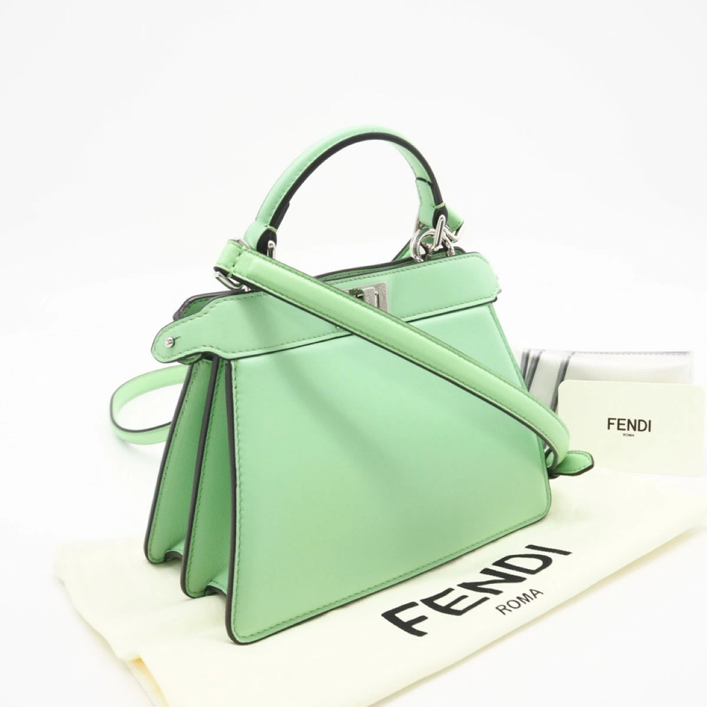 Fendi Peekaboo ISee U Handbag green calf leather